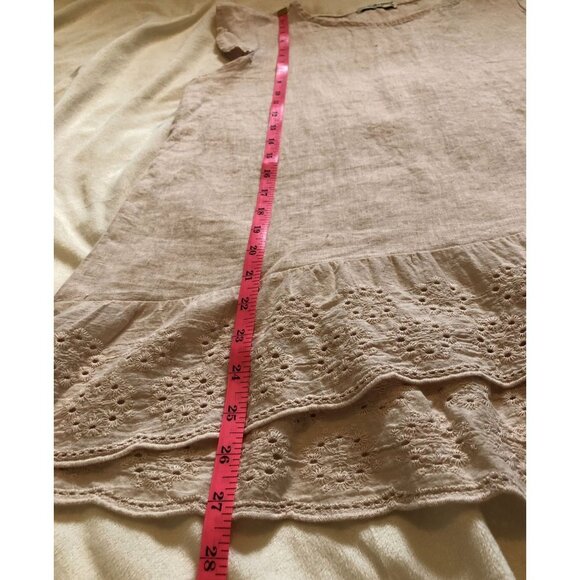 Terzo Millennio Top Womens Small 100% Linen Embroidered Hem Oversized Lagenlook - Picture 8 of 8